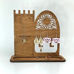 Gorgeous floral jewelry organizer! Engraved natural wood with sunflower design.
